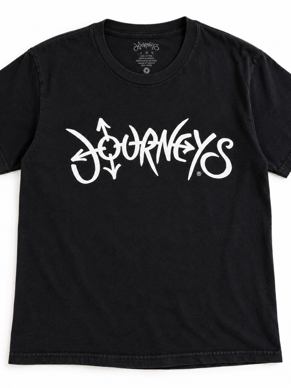 Journeys Black Graphic Logo T-Shirt Graffiti Style Size L